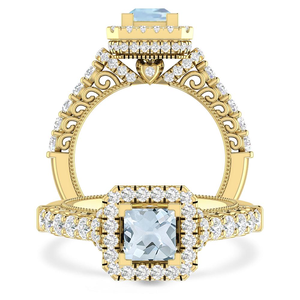 Yellow Gold - Aquamarine