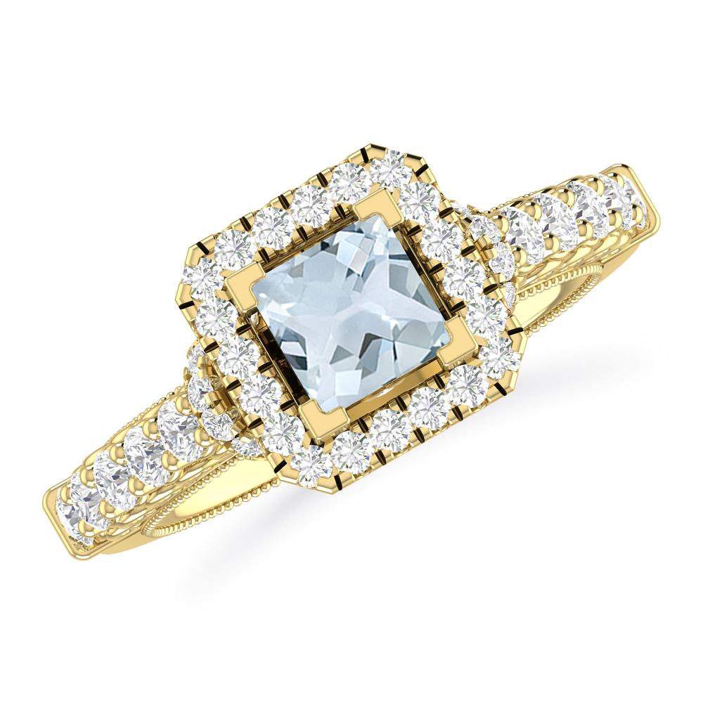 Yellow Gold - Aquamarine