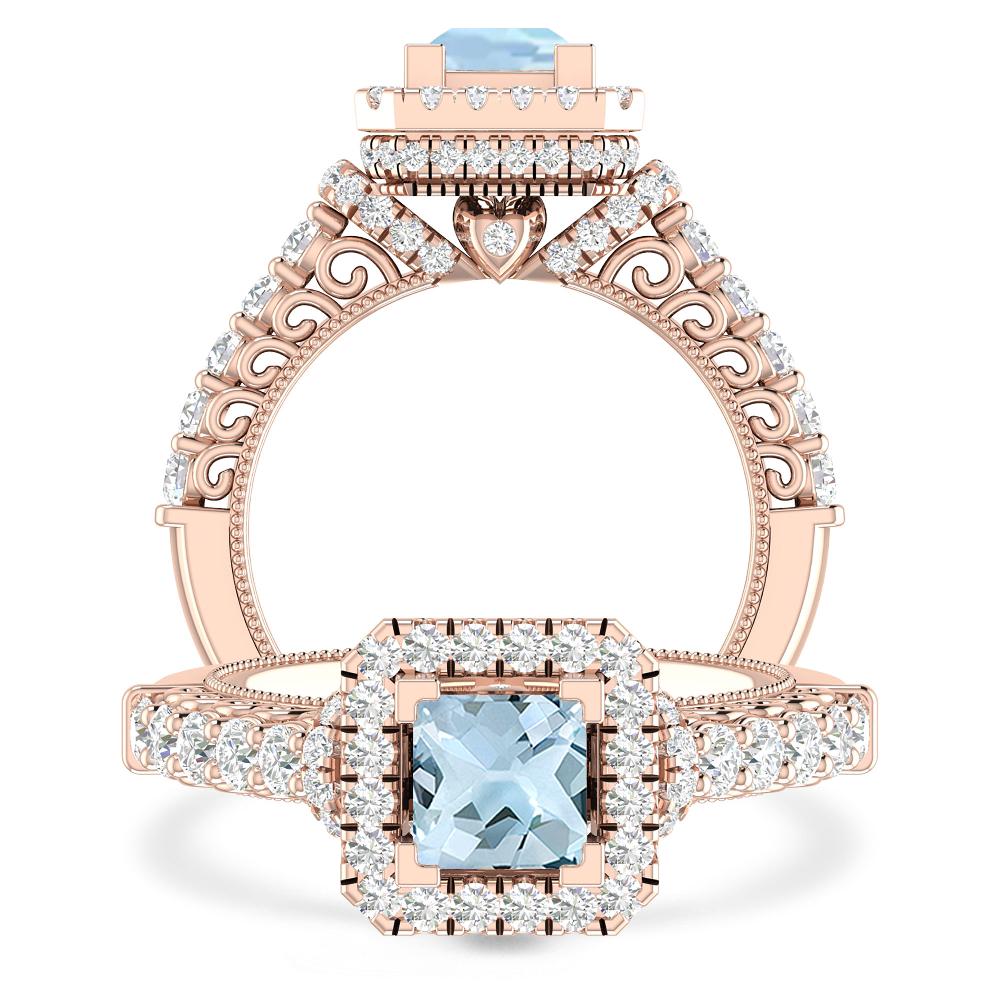 Rose Gold - Aquamarine