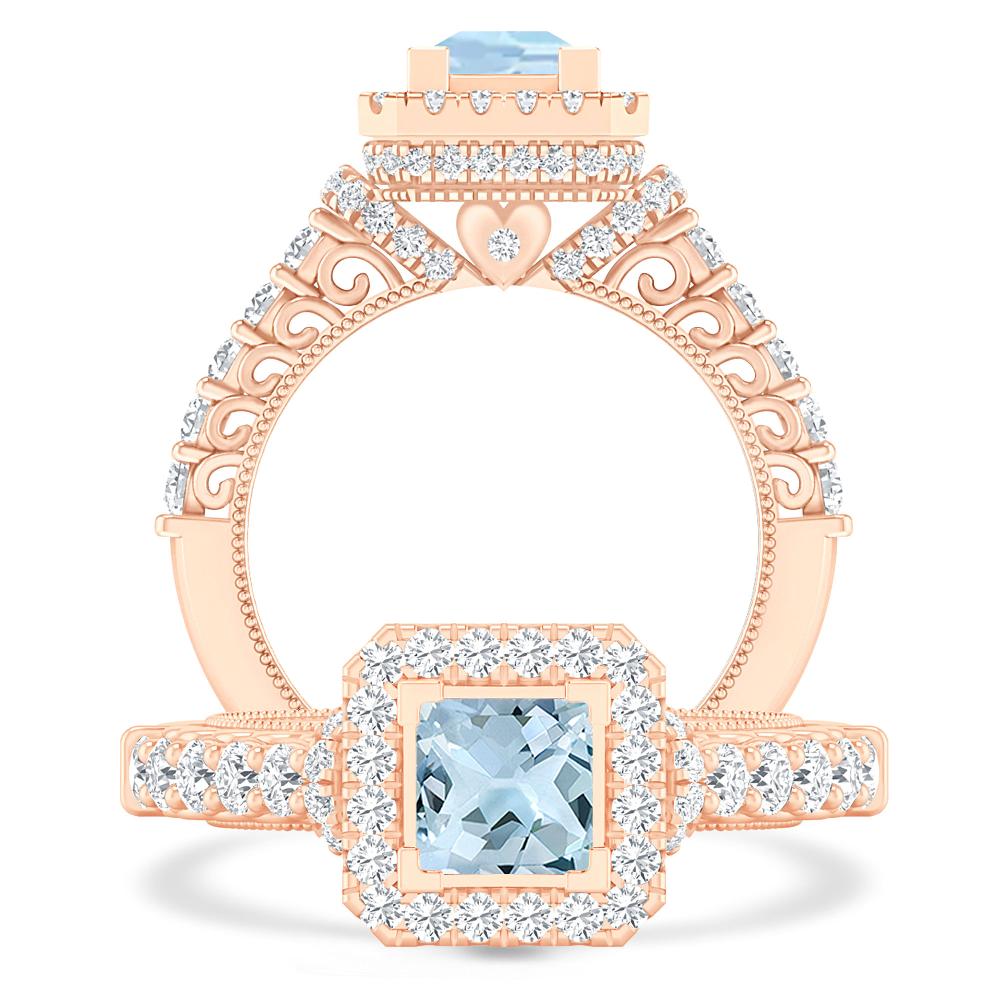 Rose Gold - Aquamarine