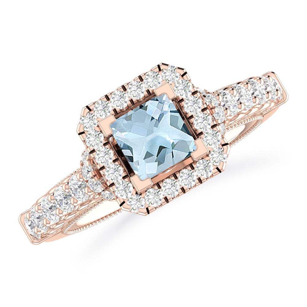 Rose Gold - Aquamarine