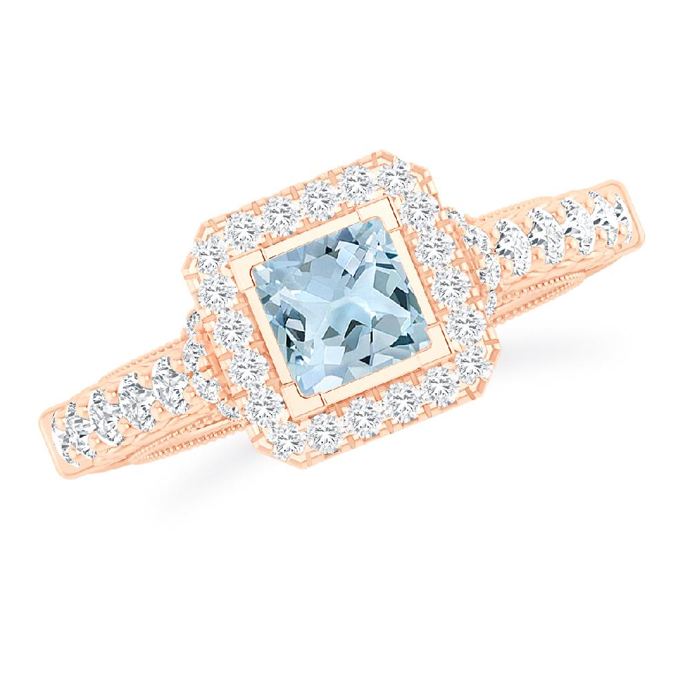 Rose Gold - Aquamarine