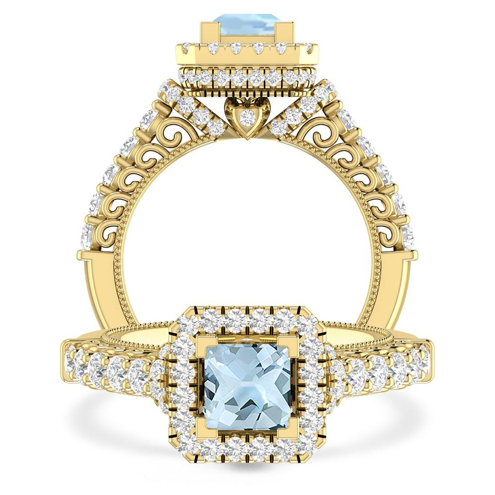 Yellow Gold - Aquamarine