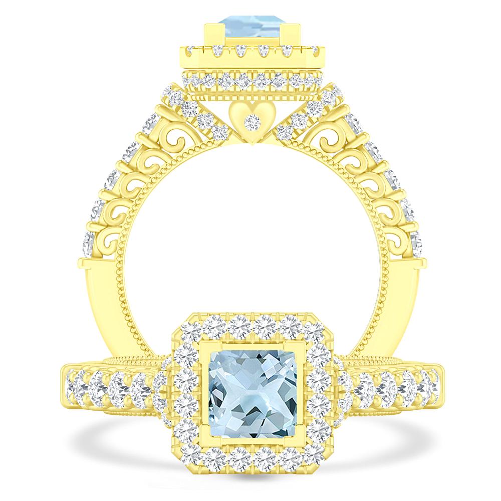 Yellow Gold - Aquamarine