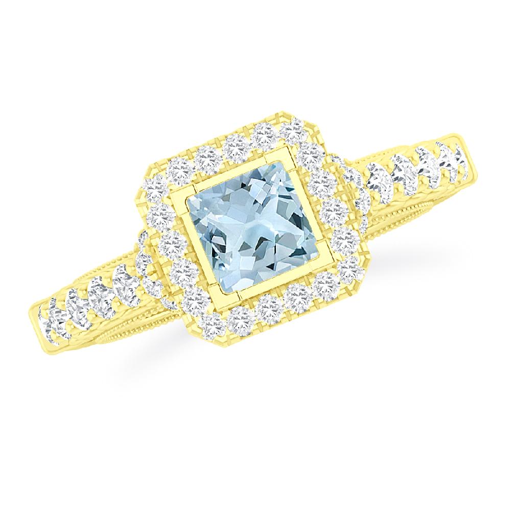 Yellow Gold - Aquamarine