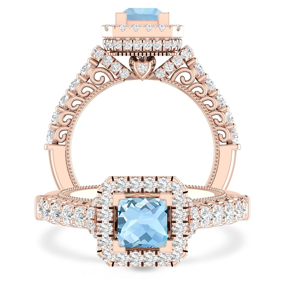 Rose Gold - Aquamarine