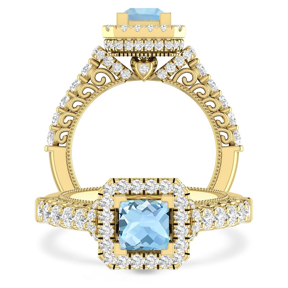 Yellow Gold - Aquamarine