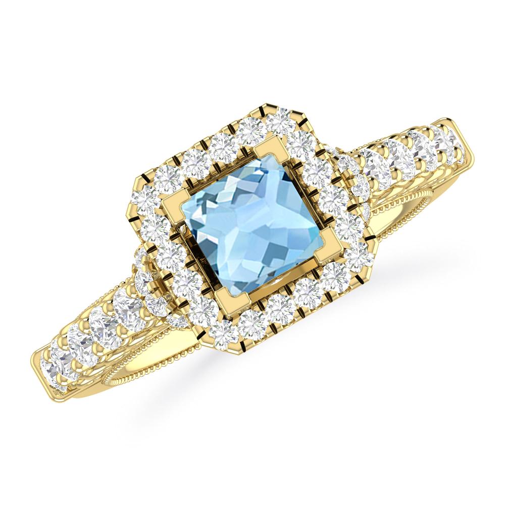 Yellow Gold - Aquamarine