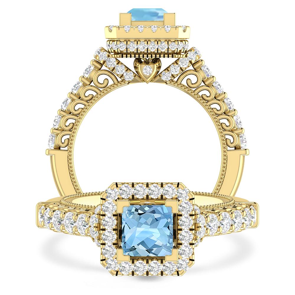 Yellow Gold - Aquamarine