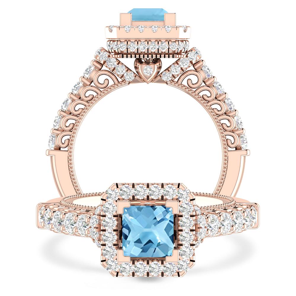 Rose Gold - Blue Topaz