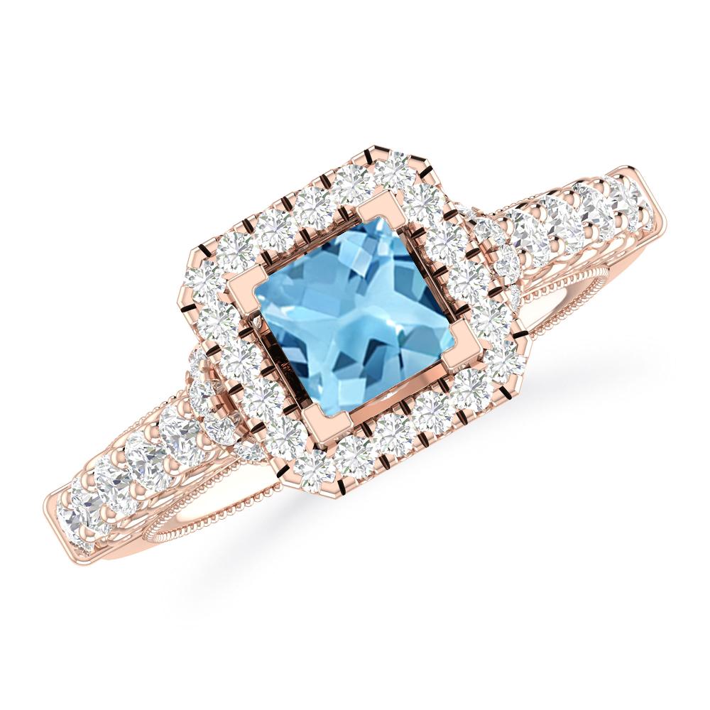 Rose Gold - Blue Topaz