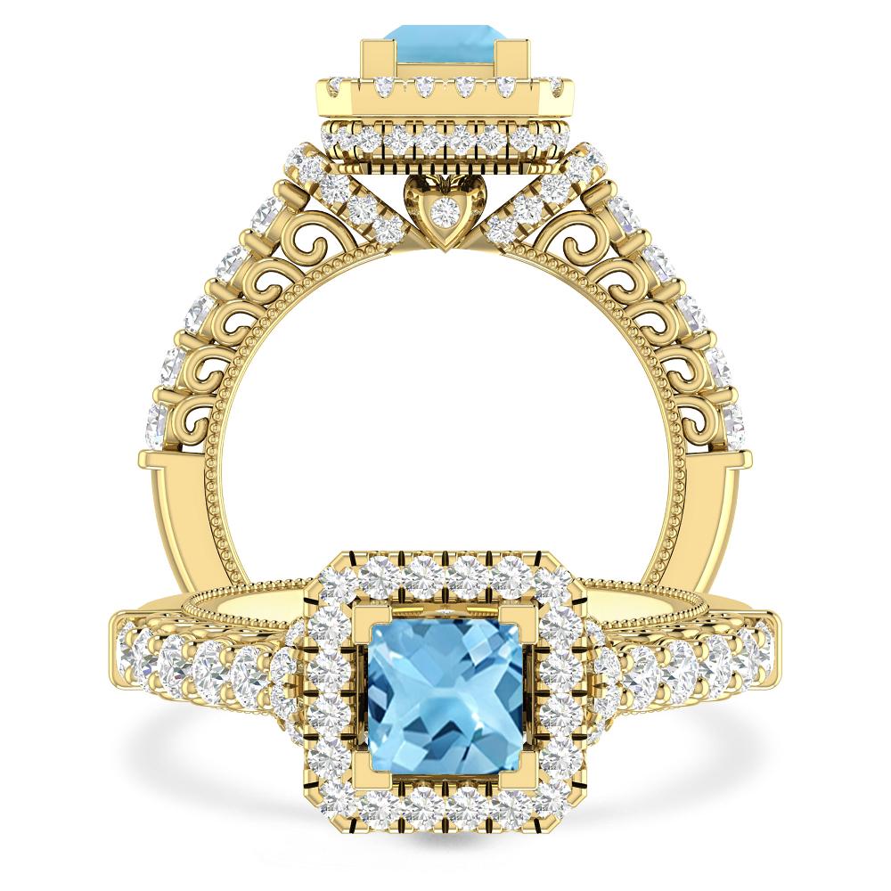 Yellow Gold - Blue Topaz