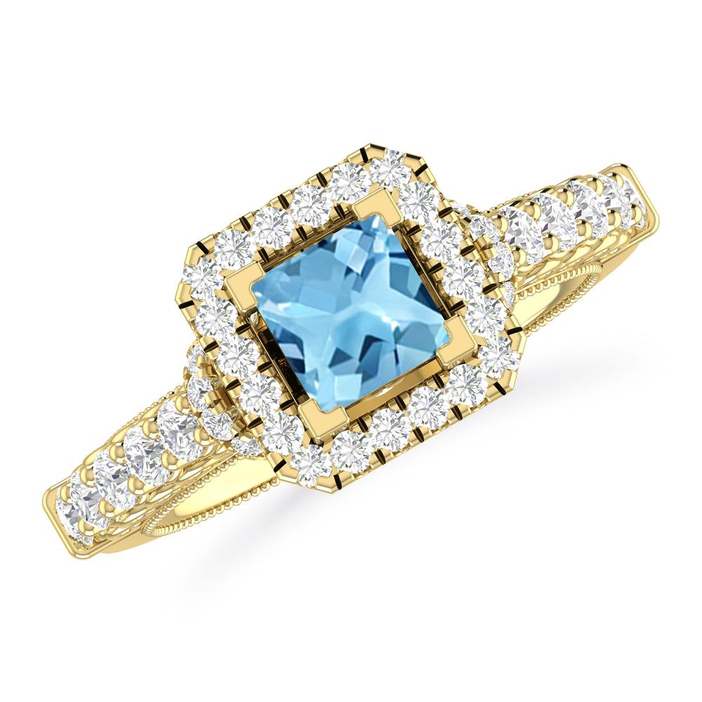 Yellow Gold - Blue Topaz