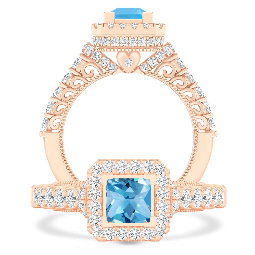 Rose Gold - Blue Topaz