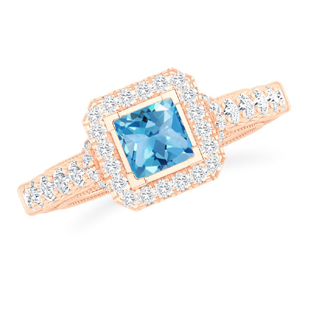 Rose Gold - Blue Topaz
