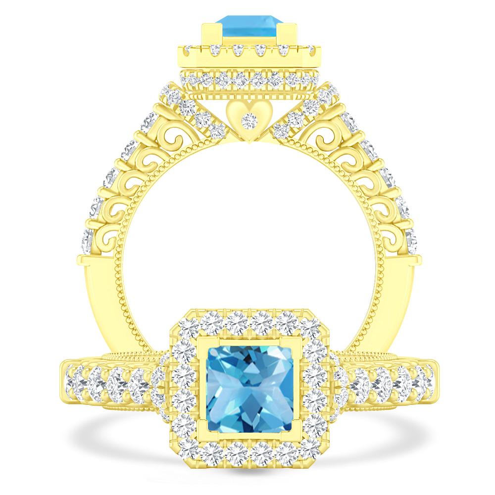 Yellow Gold - Blue Topaz