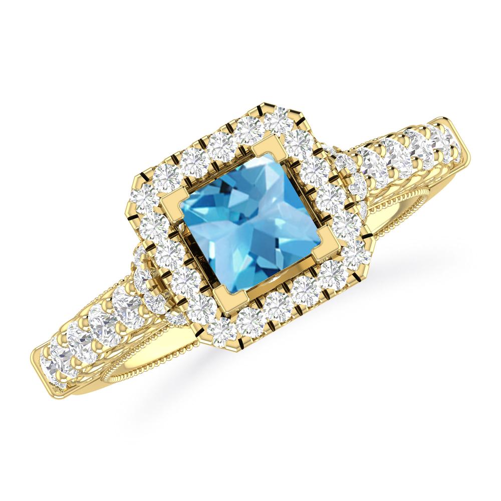 Yellow Gold - Blue Topaz