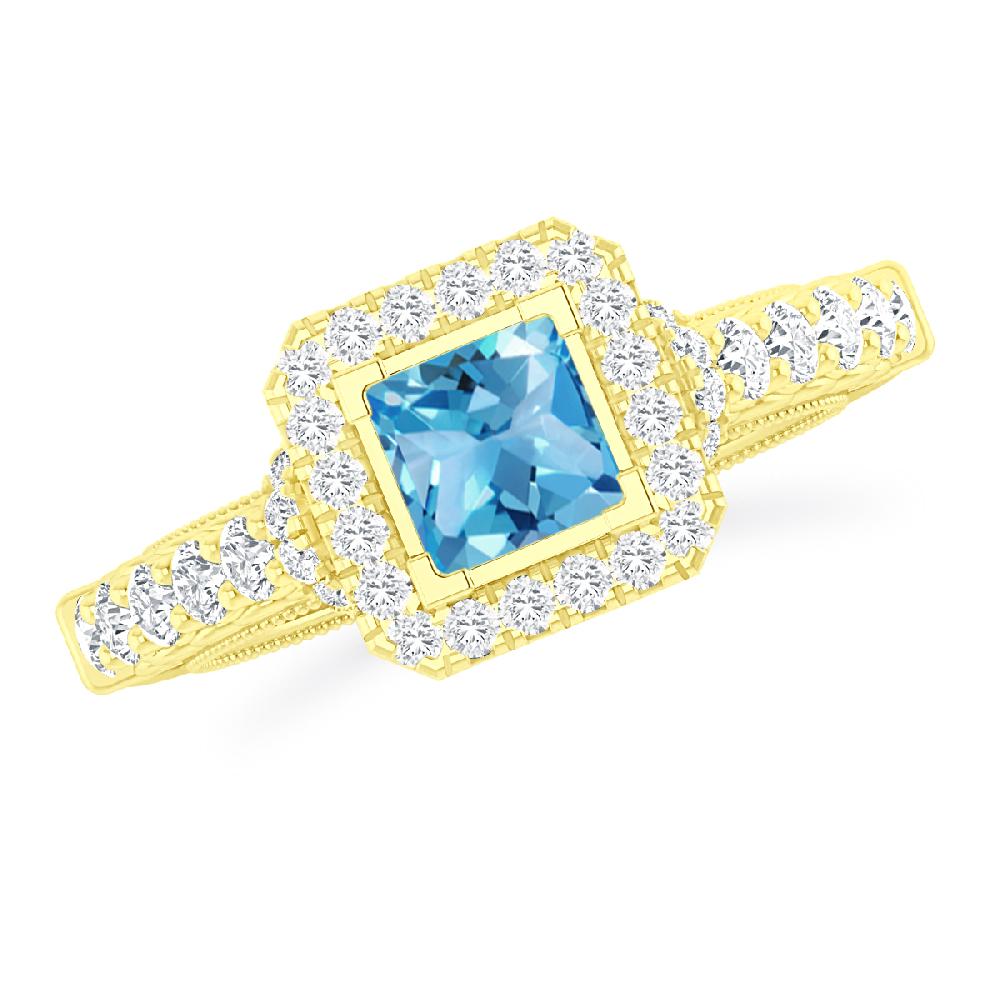 Yellow Gold - Blue Topaz