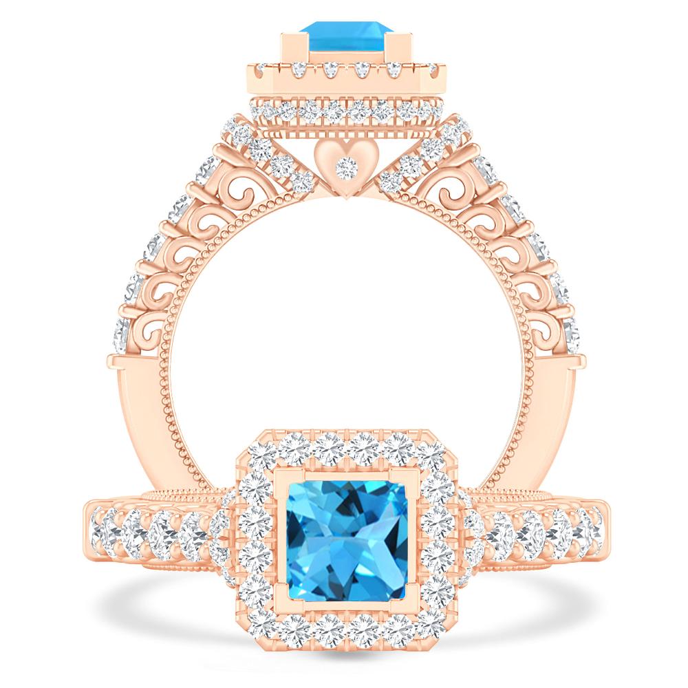 Rose Gold - Blue Topaz