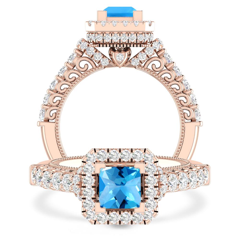 Rose Gold - Blue Topaz