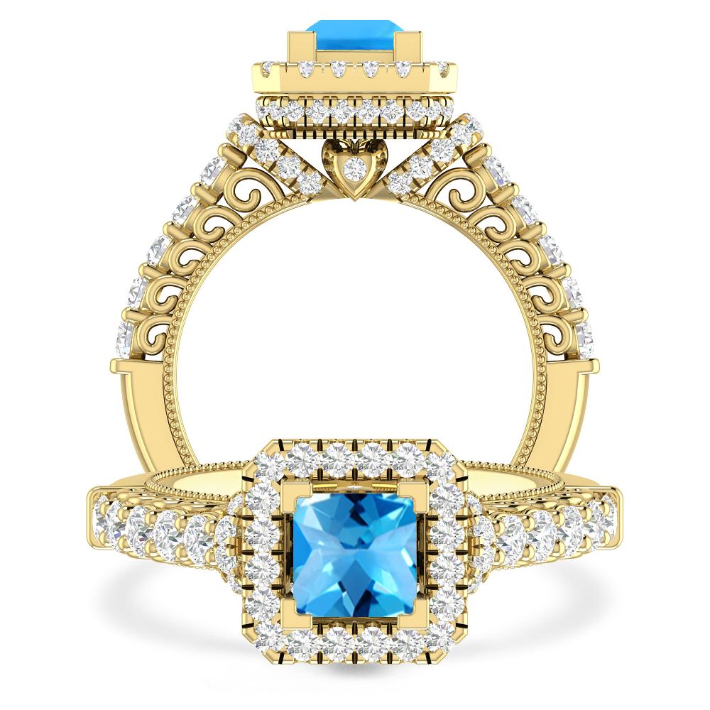 Yellow Gold - Blue Topaz