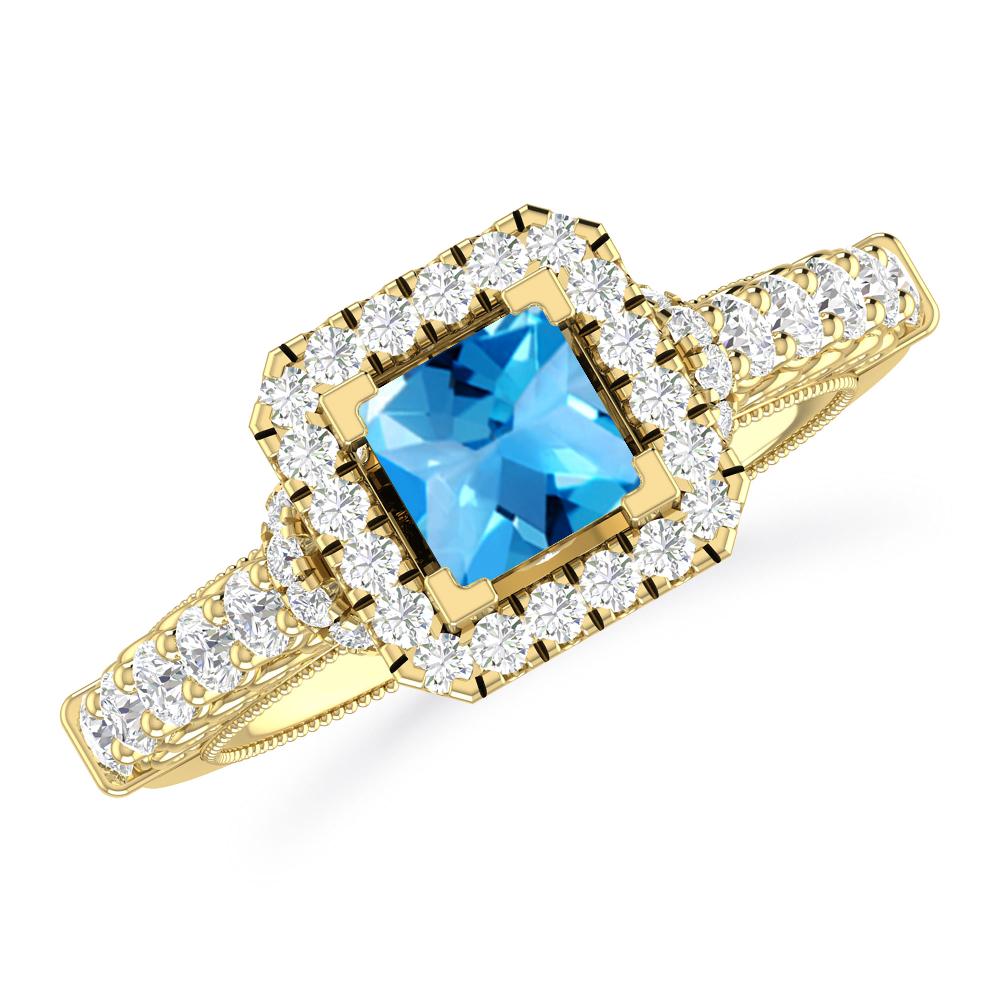 Yellow Gold - Blue Topaz