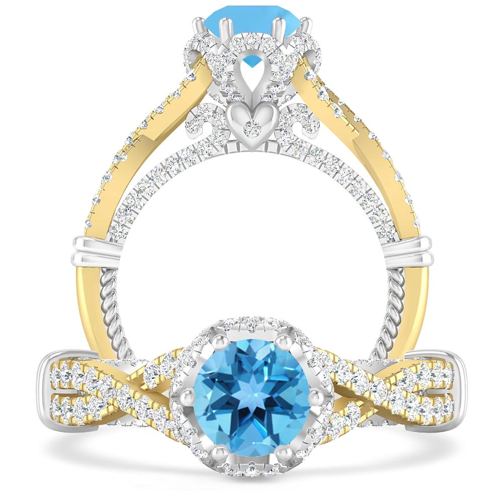 Yellow Gold - Blue Topaz