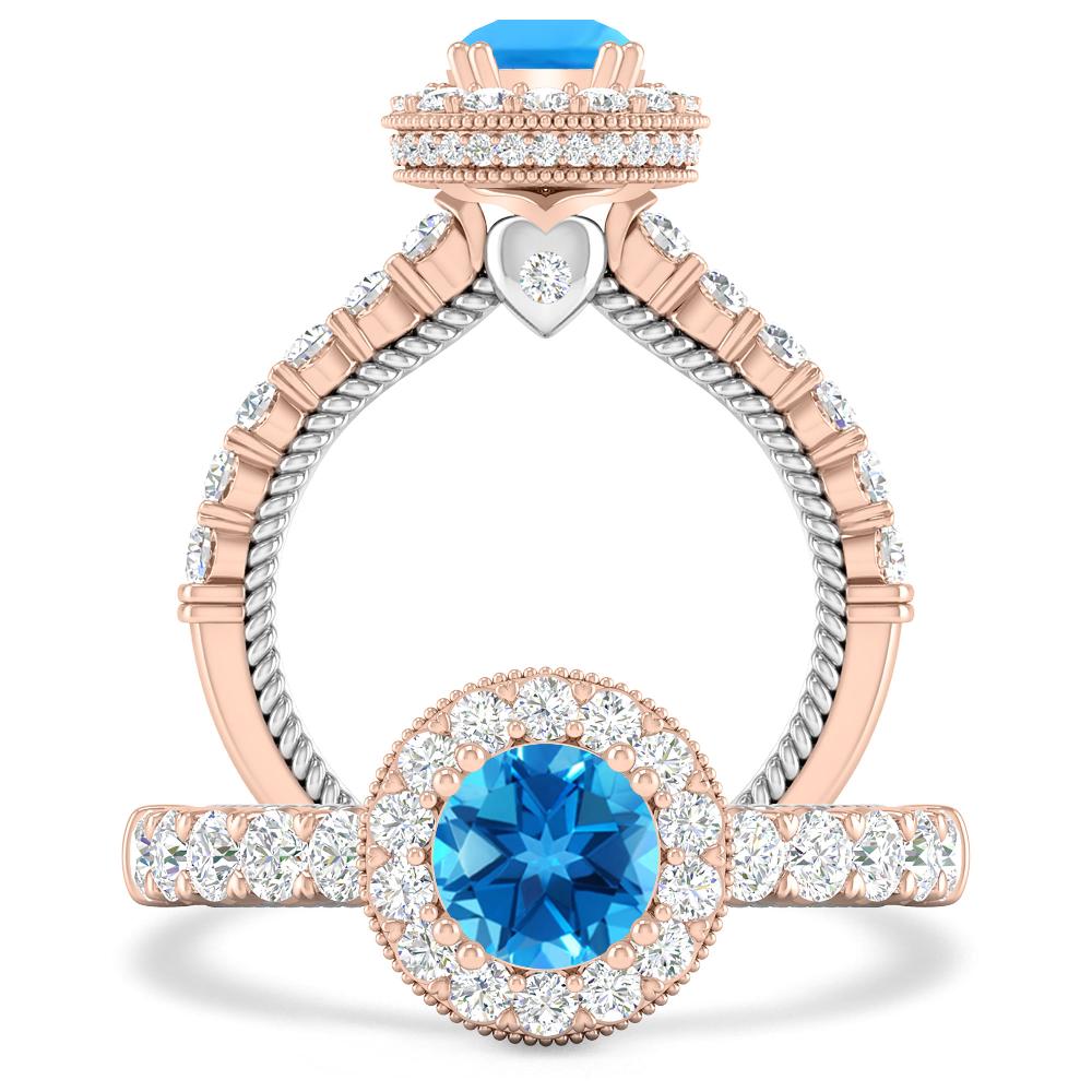 Rose Gold - Blue Topaz