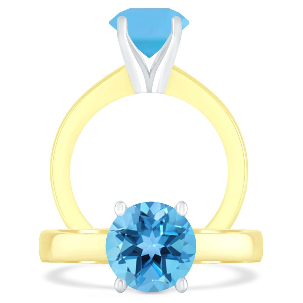 Yellow Gold - Blue Topaz