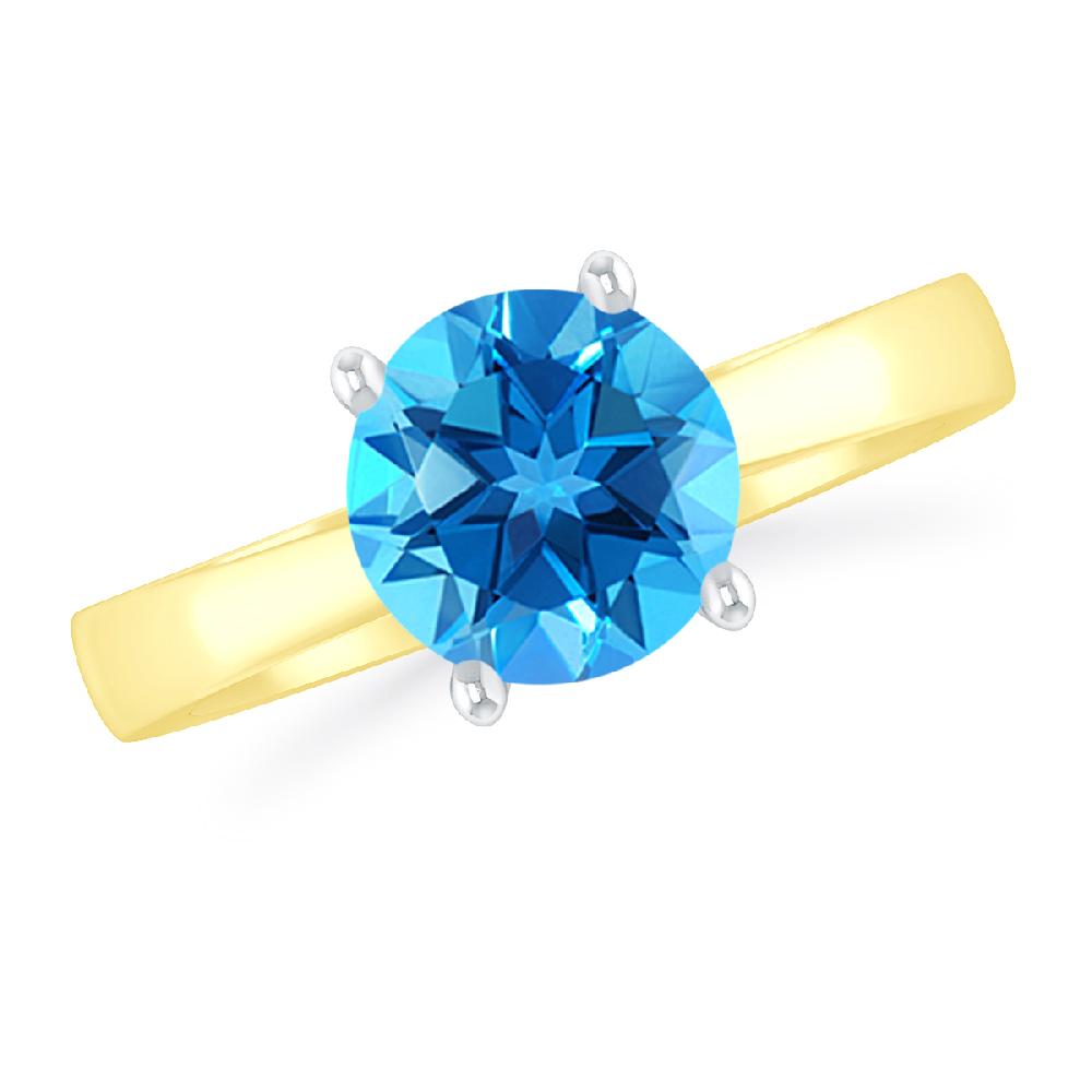 Yellow Gold - Blue Topaz