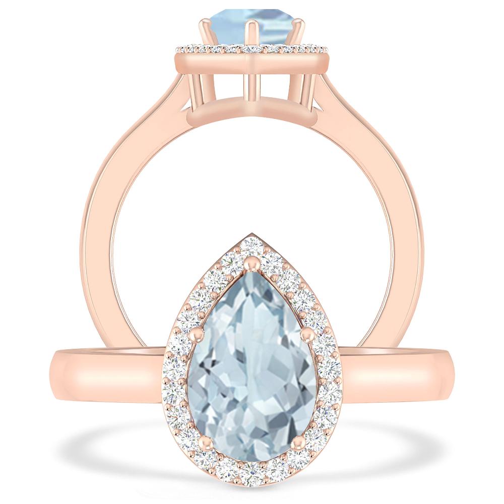 Rose Gold - Aquamarine