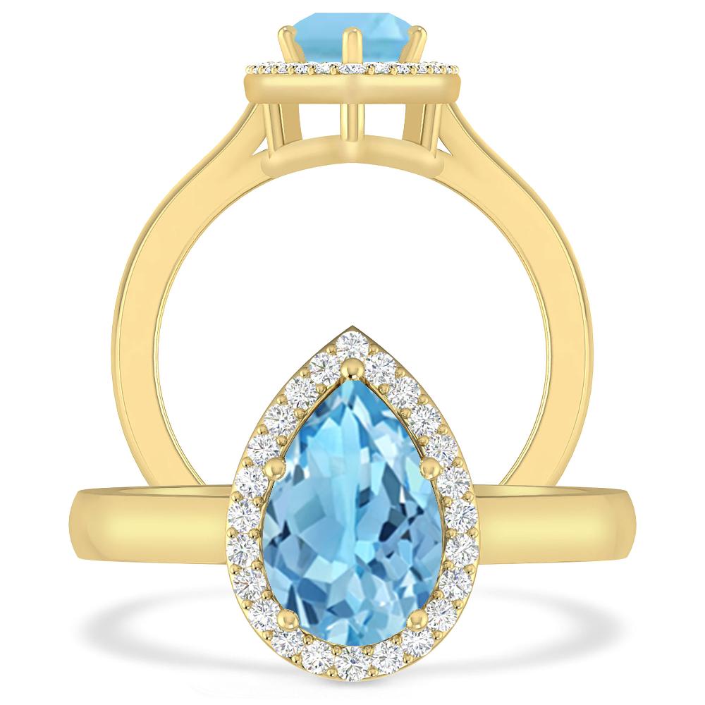 Yellow Gold - Blue Topaz