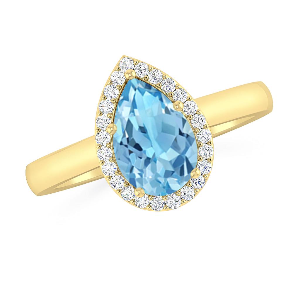 Yellow Gold - Blue Topaz