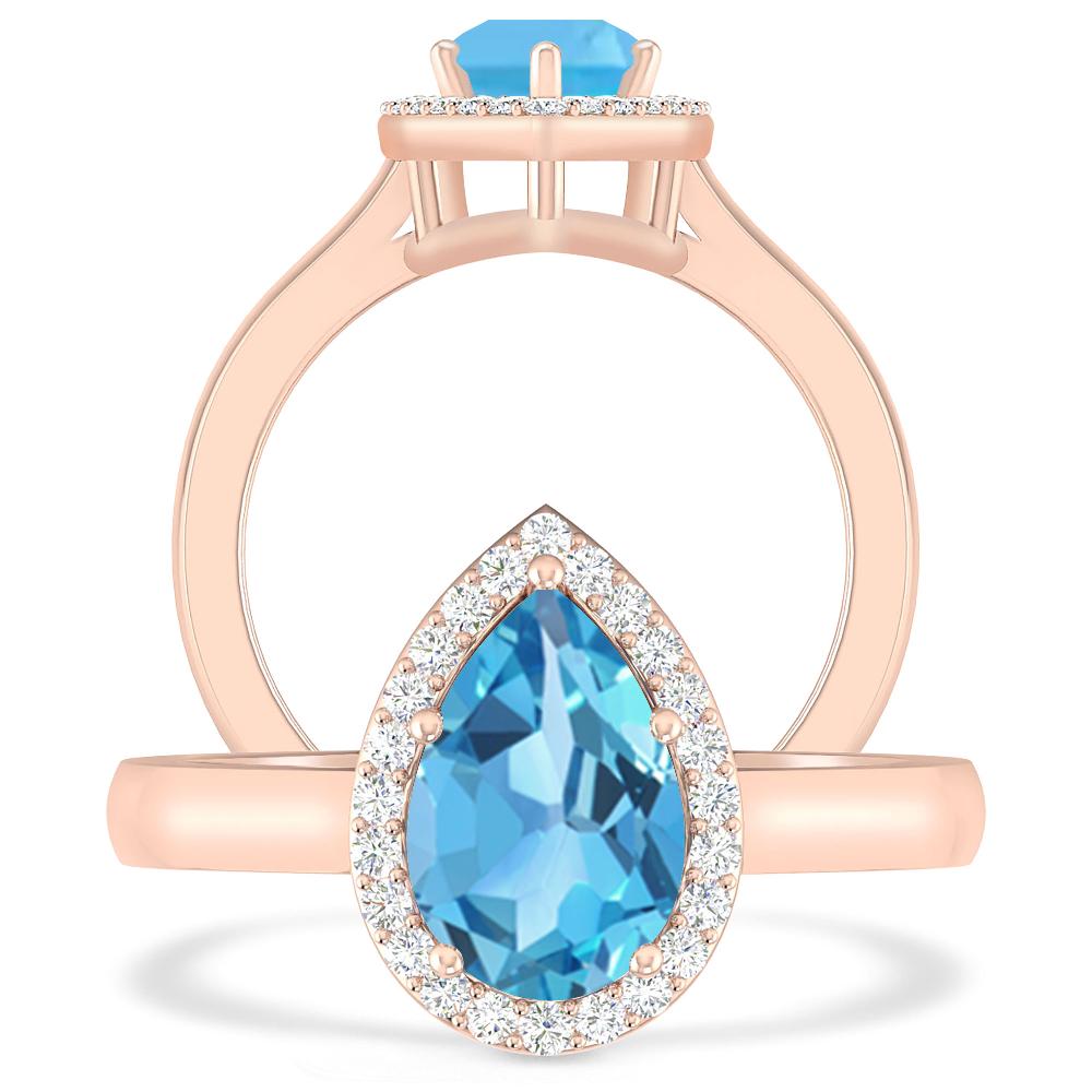 Rose Gold - Blue Topaz