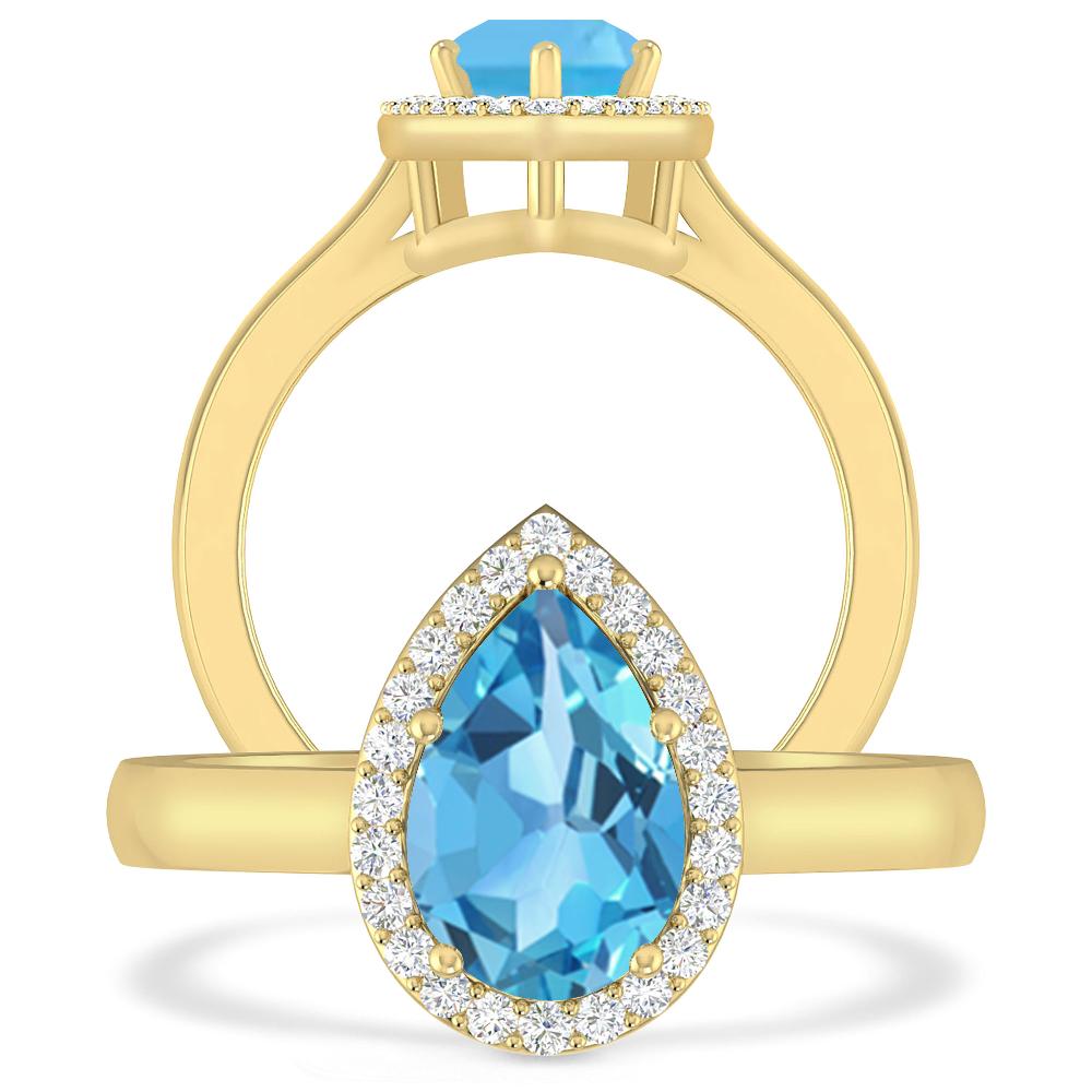 Yellow Gold - Blue Topaz