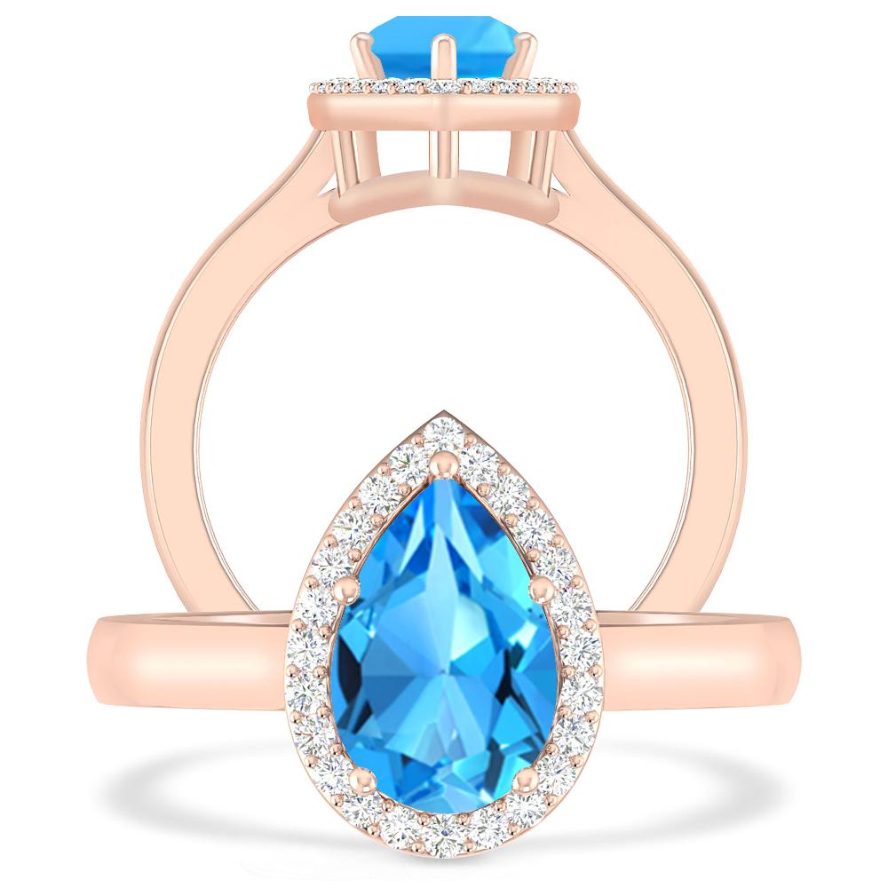 Rose Gold - Blue Topaz