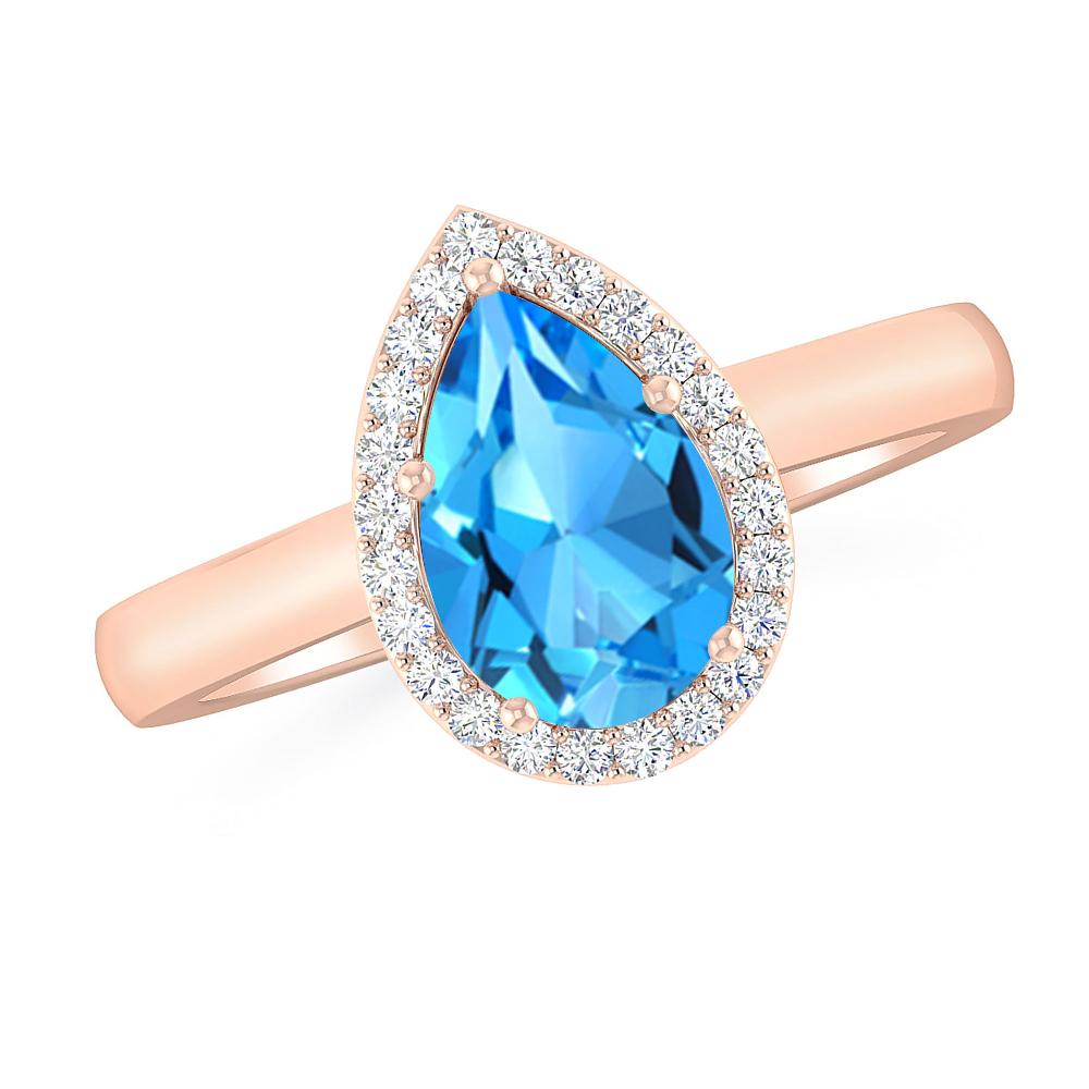 Rose Gold - Blue Topaz