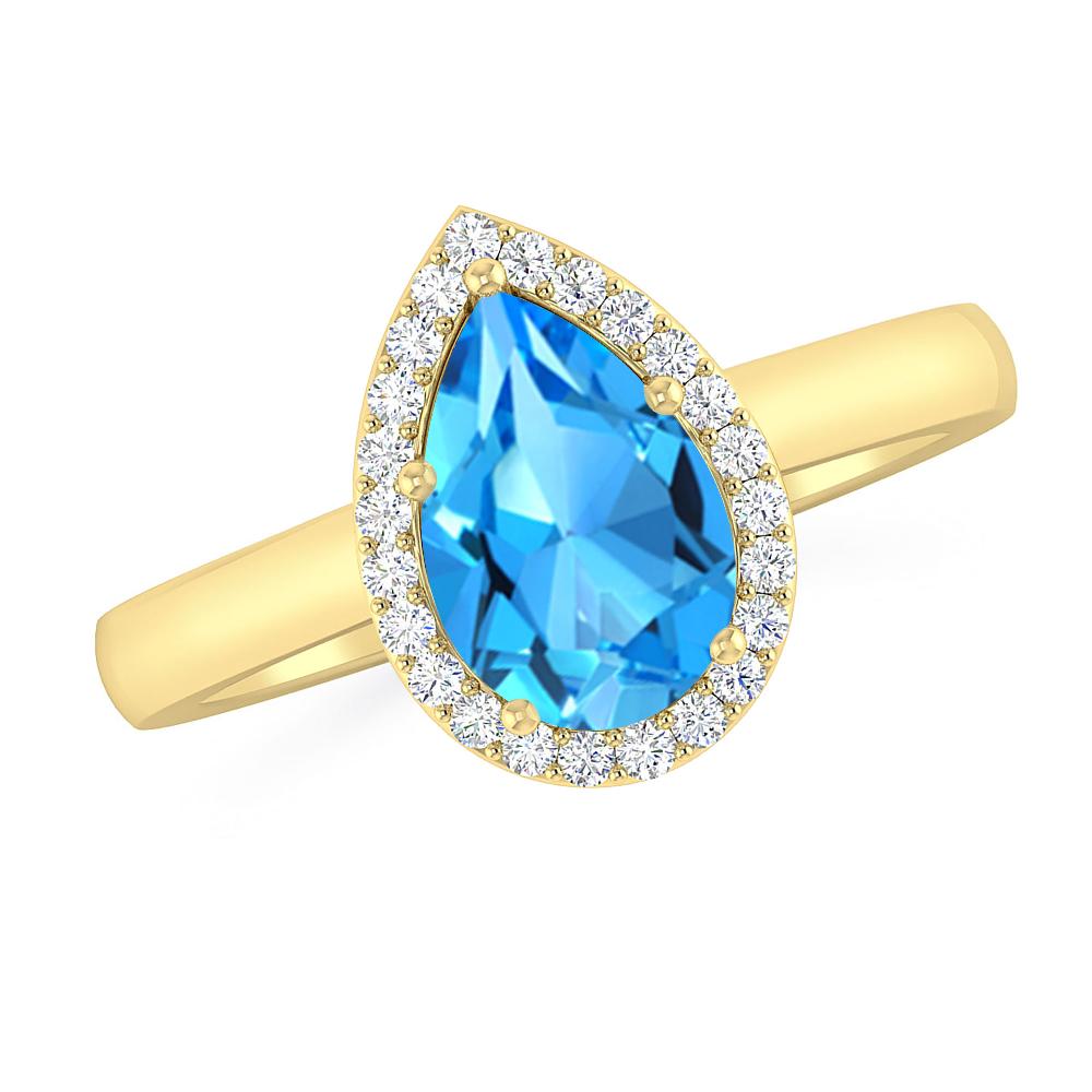 Yellow Gold - Blue Topaz