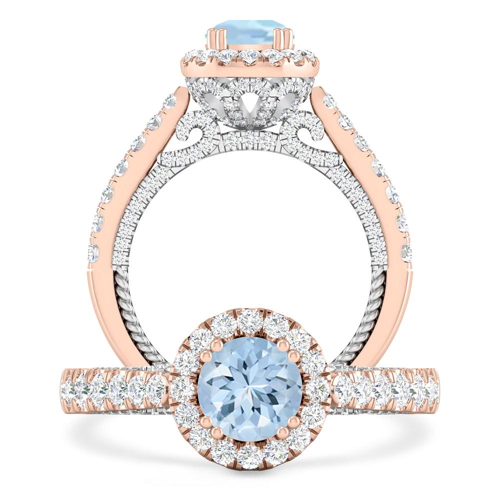 Rose Gold - Aquamarine