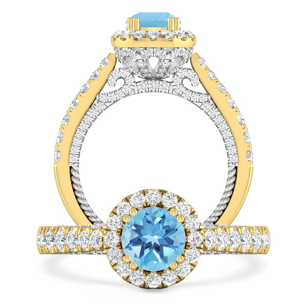 Yellow Gold - Blue Topaz