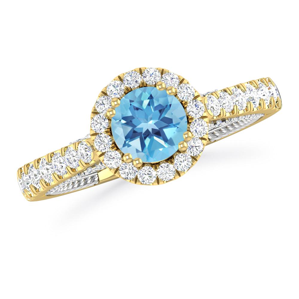 Yellow Gold - Blue Topaz