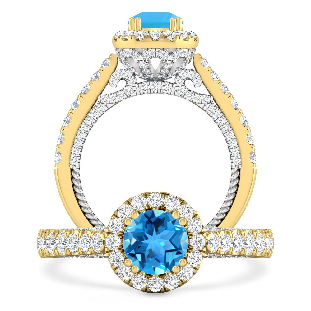 Yellow Gold - Blue Topaz