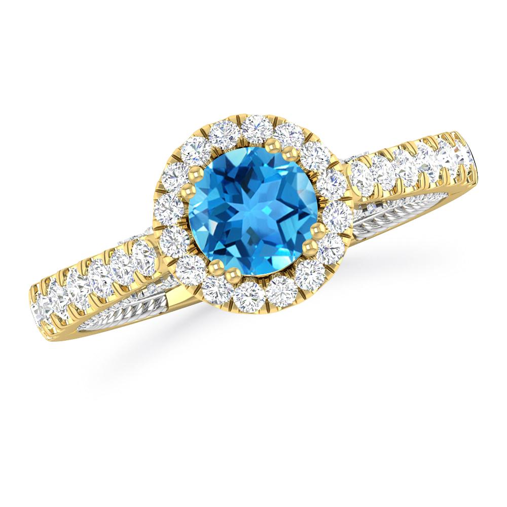 Yellow Gold - Blue Topaz