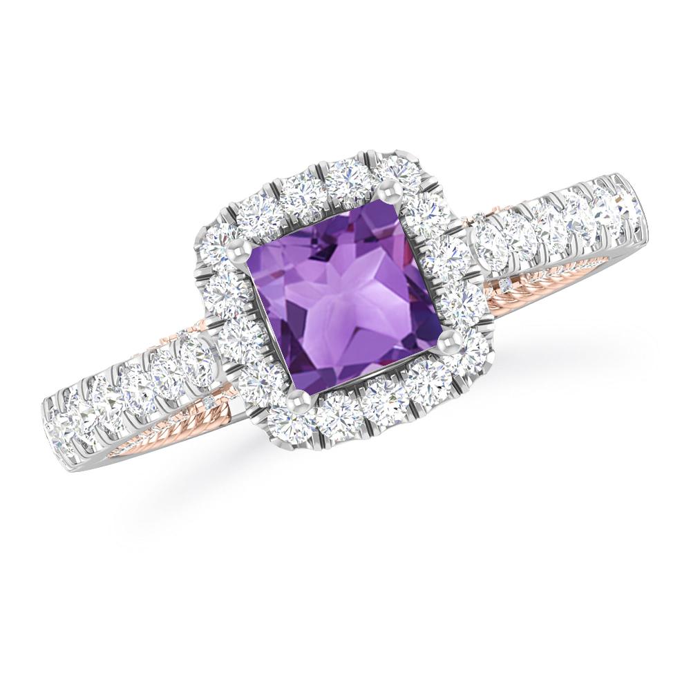 White Gold/Rose Gold - Amethyst