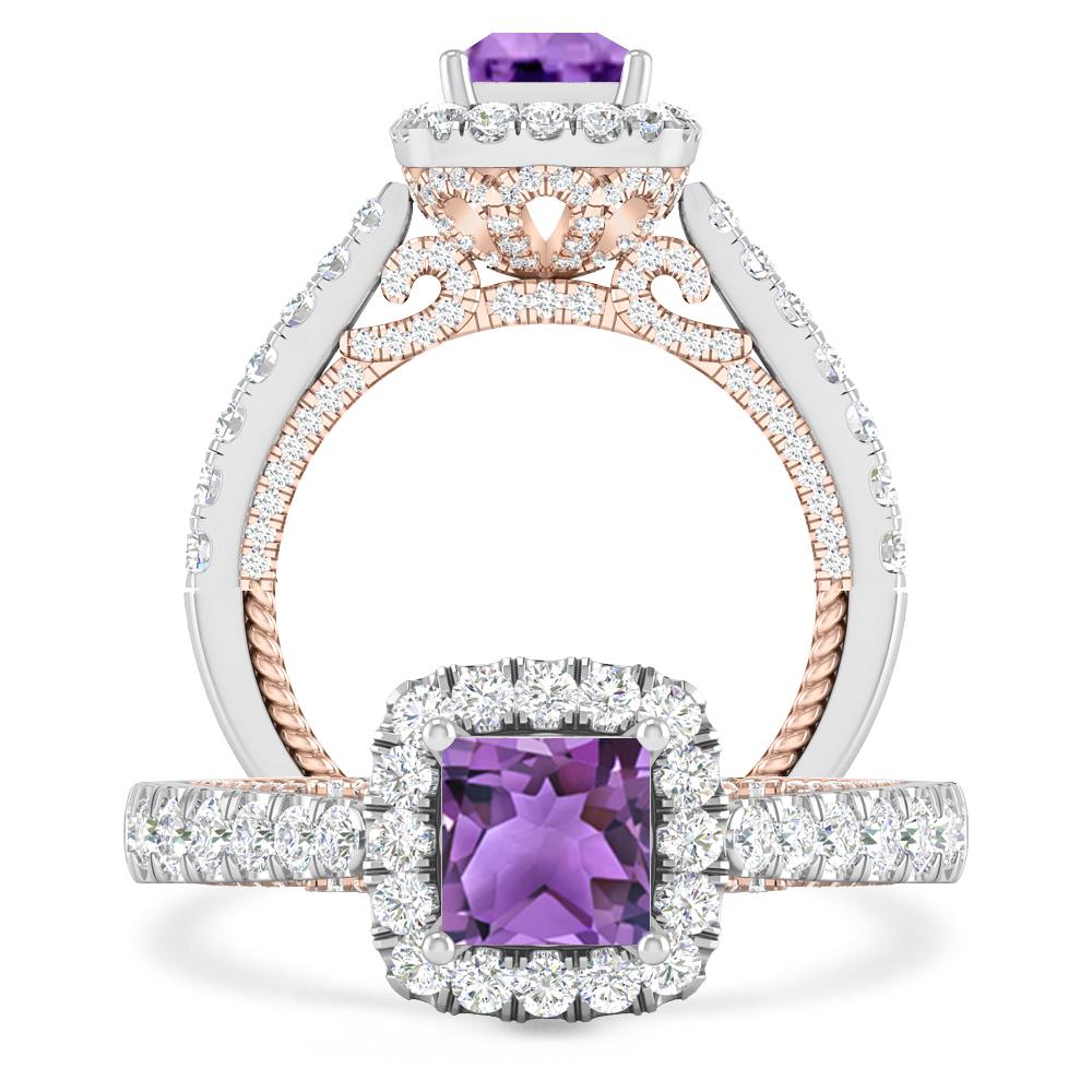 White Gold/Rose Gold - Amethyst