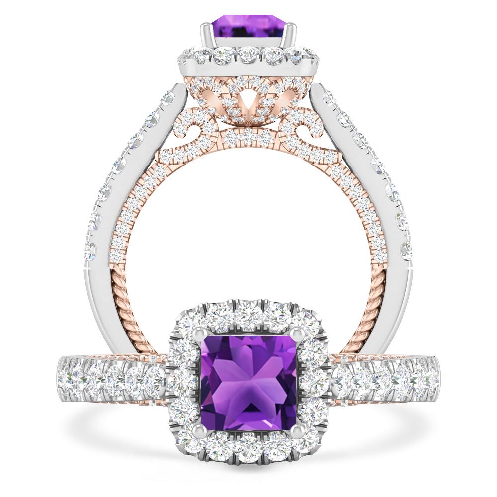 White Gold/Rose Gold - Amethyst