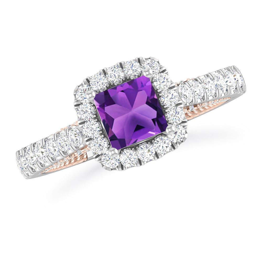 White Gold/Rose Gold - Amethyst