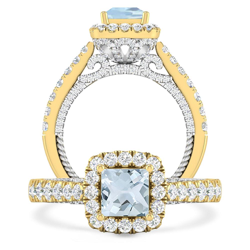 Yellow Gold/White Gold - Aquamarine