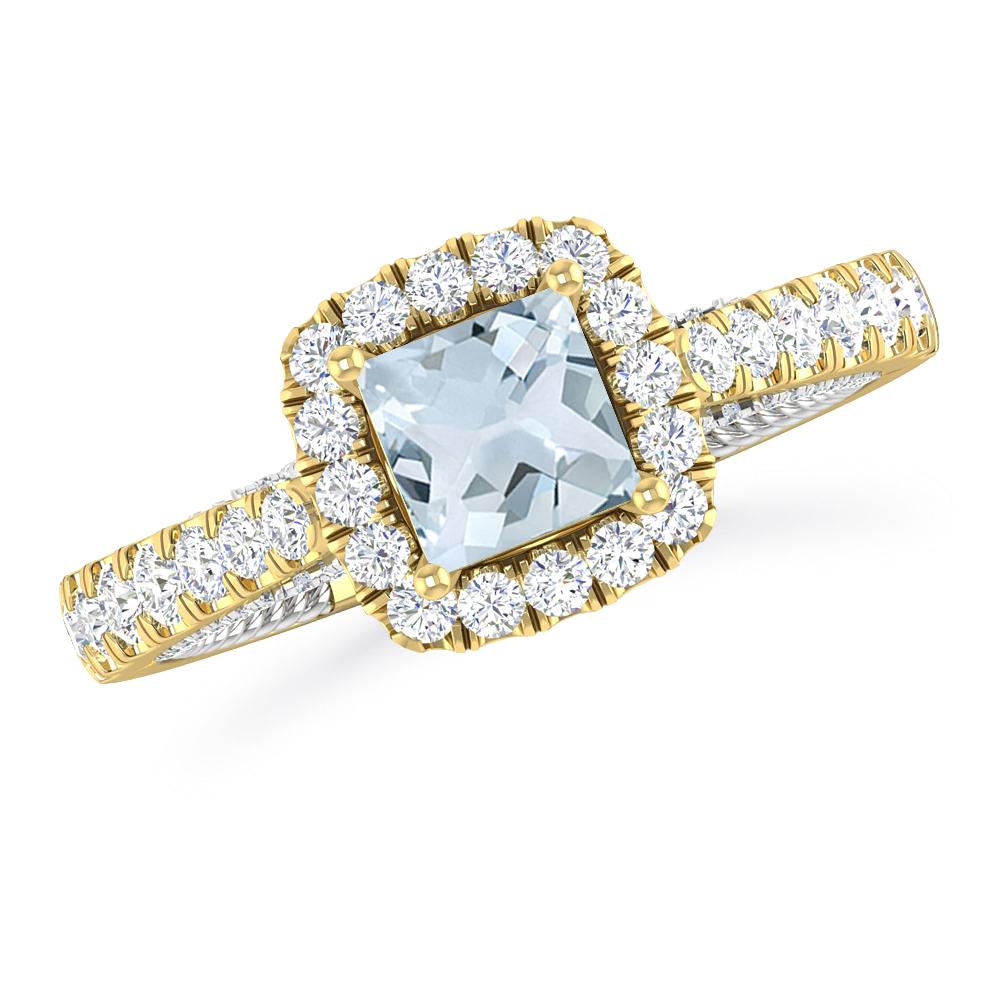 Yellow Gold/White Gold - Aquamarine