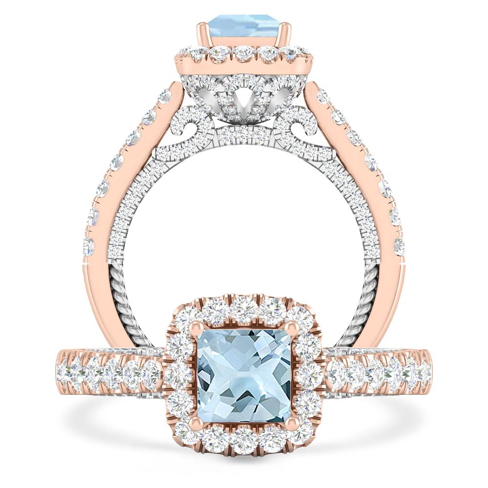 Rose Gold/White Gold - Aquamarine